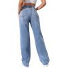 imageSweatyRocks Womens Casual Boyfriend Jeans High Rise Denim Pants with PocketLight Blue