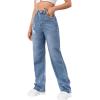 imageSweatyRocks Womens Casual Boyfriend Jeans High Rise Denim Pants with PocketMedium Wash Blue