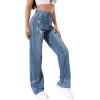 imageSweatyRocks Womens Casual Boyfriend Jeans High Rise Denim Pants with PocketMedium Wash Blue