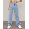 imageSweatyRocks Womens Casual Boyfriend Jeans High Rise Denim Pants with PocketSolid Light Blue