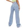imageSweatyRocks Womens Casual Boyfriend Jeans High Rise Denim Pants with PocketSolid Light Blue