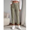 imageSweatyRocks Womens Casual High Elastic Waist Tapered Mom Jeans Cropped Denim PantsArmy Green