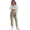 imageSweatyRocks Womens Casual High Elastic Waist Tapered Mom Jeans Cropped Denim PantsArmy Green
