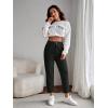imageSweatyRocks Womens Casual High Elastic Waist Tapered Mom Jeans Cropped Denim PantsBlack