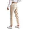 imageSweatyRocks Womens Casual High Elastic Waist Tapered Mom Jeans Cropped Denim PantsKhaki