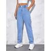 imageSweatyRocks Womens Casual High Elastic Waist Tapered Mom Jeans Cropped Denim PantsLight Blue