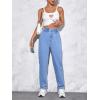 imageSweatyRocks Womens Casual High Elastic Waist Tapered Mom Jeans Cropped Denim PantsLight Blue