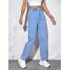 imageSweatyRocks Womens Casual High Elastic Waist Tapered Mom Jeans Cropped Denim PantsLight Blue