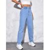 imageSweatyRocks Womens Casual High Elastic Waist Tapered Mom Jeans Cropped Denim PantsLight Blue