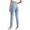 imageSweatyRocks Womens Casual High Elastic Waist Tapered Mom Jeans Cropped Denim PantsLight Wash
