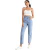 imageSweatyRocks Womens Casual High Elastic Waist Tapered Mom Jeans Cropped Denim PantsLight Wash