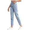 imageSweatyRocks Womens Casual High Elastic Waist Tapered Mom Jeans Cropped Denim PantsLight Wash