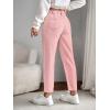 imageSweatyRocks Womens Casual High Elastic Waist Tapered Mom Jeans Cropped Denim PantsPink