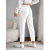 imageSweatyRocks Womens Casual High Elastic Waist Tapered Mom Jeans Cropped Denim PantsWhite