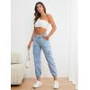 imageSweatyRocks Womens Casual High Rise Jogger Jeans Vintage Washed Mom Jeans Denim PantsLight Washed