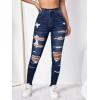 imageSweatyRocks Womens Casual High Rise Ripped Jeans Zipper Fly Skinny Denim PantsDark Wash