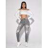 imageSweatyRocks Womens Casual High Rise Ripped Jeans Zipper Fly Skinny Denim PantsLight Grey