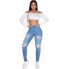 imageSweatyRocks Womens Casual High Rise Ripped Jeans Zipper Fly Skinny Denim PantsLight Wash
