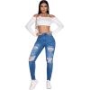 imageSweatyRocks Womens Casual High Rise Ripped Jeans Zipper Fly Skinny Denim PantsMedium Wash