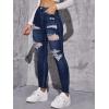 imageSweatyRocks Womens Casual High Rise Ripped Jeans Zipper Fly Skinny Denim PantsSolid Blue