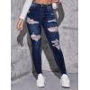 imageSweatyRocks Womens Casual High Rise Ripped Jeans Zipper Fly Skinny Denim PantsSolid Blue