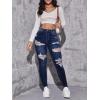 imageSweatyRocks Womens Casual High Rise Ripped Jeans Zipper Fly Skinny Denim PantsSolid Blue