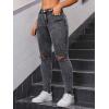 imageSweatyRocks Womens Casual High Rise Ripped Jeans Zipper Fly Skinny Denim PantsSolid Grey