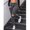 imageSweatyRocks Womens Casual High Rise Ripped Jeans Zipper Fly Skinny Denim PantsSolid Grey