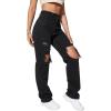 imageSweatyRocks Womens Casual Loose Ripped Denim Pants Distressed Wide Leg JeansBlack