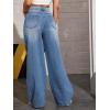 imageSweatyRocks Womens Casual Loose Ripped Denim Pants Distressed Wide Leg JeansBlue