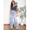 imageSweatyRocks Womens Casual Loose Ripped Denim Pants Distressed Wide Leg JeansBlue Color