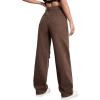 imageSweatyRocks Womens Casual Loose Ripped Denim Pants Distressed Wide Leg JeansCoffee Brown
