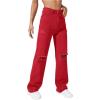 imageSweatyRocks Womens Casual Loose Ripped Denim Pants Distressed Wide Leg JeansRed
