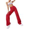 imageSweatyRocks Womens Casual Loose Ripped Denim Pants Distressed Wide Leg JeansRed