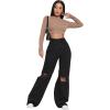 imageSweatyRocks Womens Casual Loose Ripped Denim Pants Distressed Wide Leg JeansSolid Pure Black