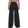 imageSweatyRocks Womens Casual Loose Ripped Denim Pants Distressed Wide Leg JeansSolid Pure Black