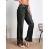 imageSweatyRocks Womens High Rise Zip Up Jeans Casual Split Hem Straight Leg Washed Denim PantsBlack
