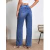 imageSweatyRocks Womens High Rise Zip Up Jeans Casual Split Hem Straight Leg Washed Denim PantsDark Wash