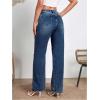 imageSweatyRocks Womens High Rise Zip Up Jeans Casual Split Hem Straight Leg Washed Denim PantsDeep Blue