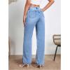 imageSweatyRocks Womens High Rise Zip Up Jeans Casual Split Hem Straight Leg Washed Denim PantsLight Blue