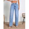 imageSweatyRocks Womens High Rise Zip Up Jeans Casual Split Hem Straight Leg Washed Denim PantsLight Blue