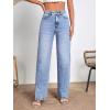 imageSweatyRocks Womens High Rise Zip Up Jeans Casual Split Hem Straight Leg Washed Denim PantsLight Wash
