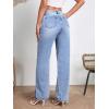 imageSweatyRocks Womens High Rise Zip Up Jeans Casual Split Hem Straight Leg Washed Denim PantsLight Wash