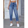 imageSweatyRocks Womens High Waist Bleach Wash Roll Hem Mom Fit Zipper Fly Jeans with PocketDark Wash