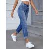 imageSweatyRocks Womens High Waist Bleach Wash Roll Hem Mom Fit Zipper Fly Jeans with PocketDark Wash