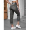 imageSweatyRocks Womens High Waist Bleach Wash Roll Hem Mom Fit Zipper Fly Jeans with PocketGrey