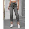 imageSweatyRocks Womens High Waist Bleach Wash Roll Hem Mom Fit Zipper Fly Jeans with PocketGrey