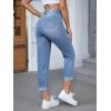 imageSweatyRocks Womens High Waist Bleach Wash Roll Hem Mom Fit Zipper Fly Jeans with PocketLight Wash