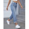 imageSweatyRocks Womens High Waist Bleach Wash Roll Hem Mom Fit Zipper Fly Jeans with PocketLight Wash