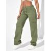 imageSweatyRocks Womens High Waist Cargo Jeans Flap Pocket Wide Leg Denim PantsArmy Green